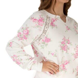 Treasures Shabby Chic cottagecore floral long sleeve pull over crop small D49